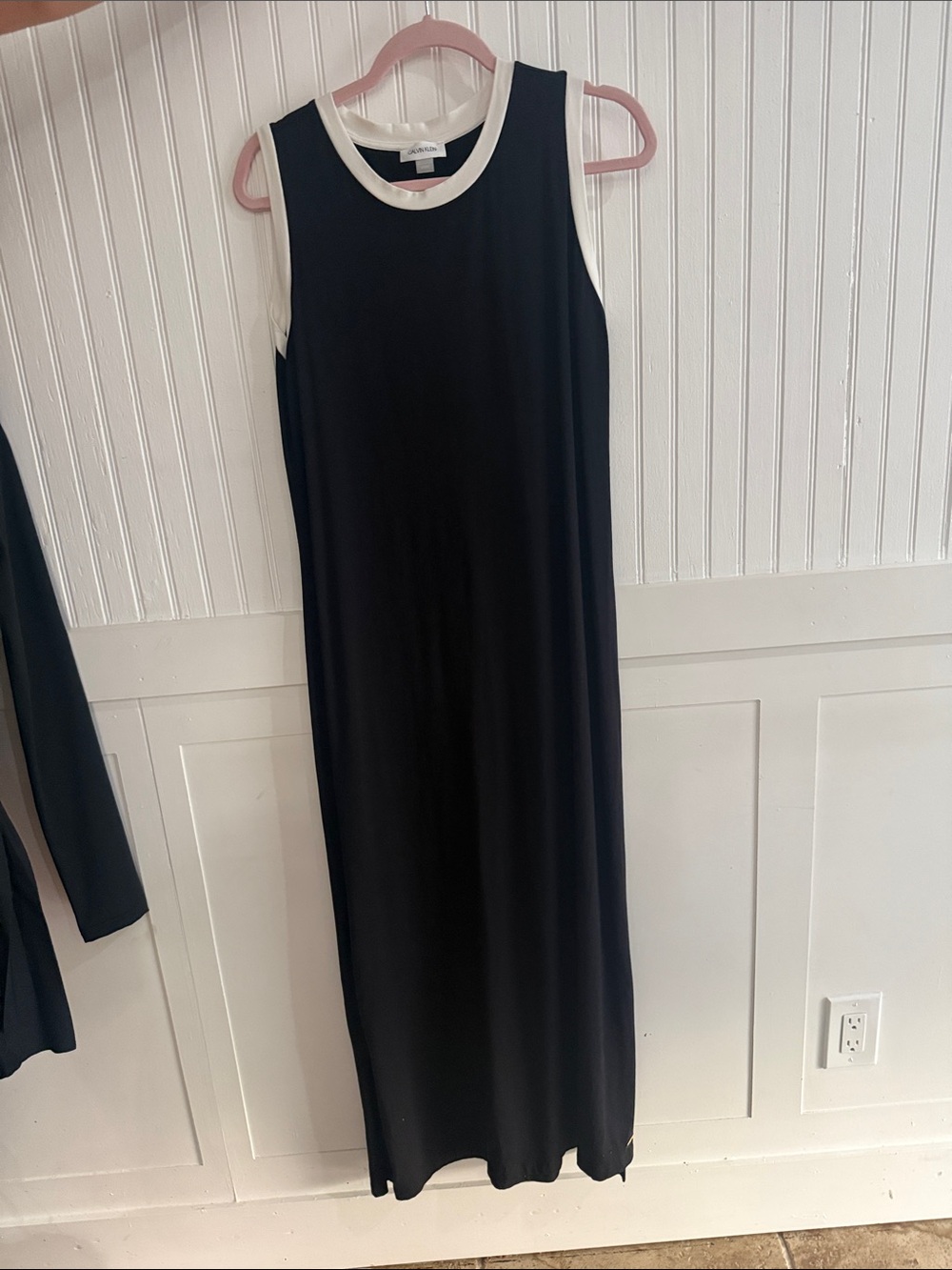 Calvin Klein Black Maxi Dress with Cream Trim